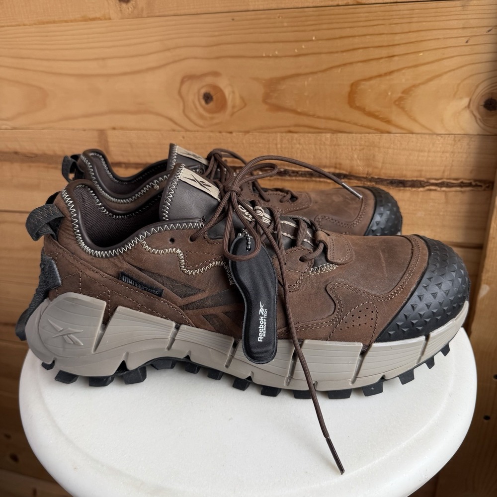 Reebok Men's Zig Kinetica Edge II Work Safety Shoes RB3020‎ Brown Leather Sz 9.5